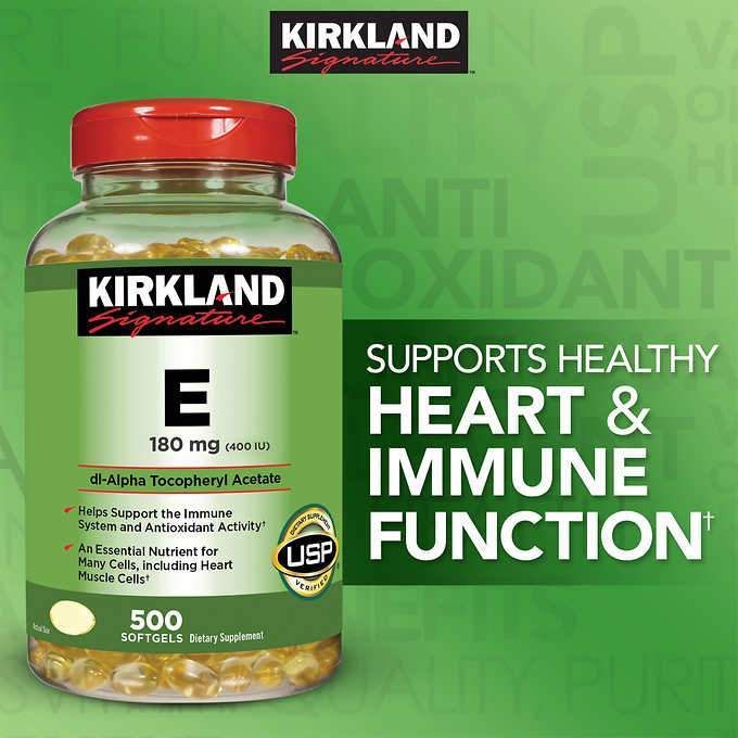 KIRKLAND Signature Vitamin E 180MG, 500 Softgels